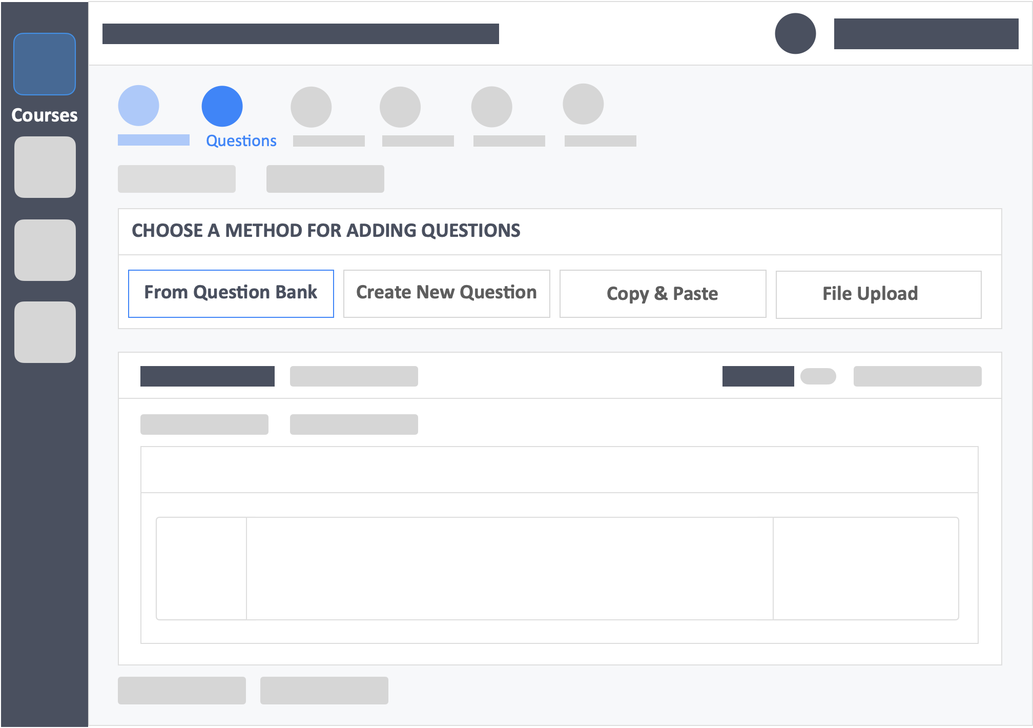 Question Bank - Questions Tab